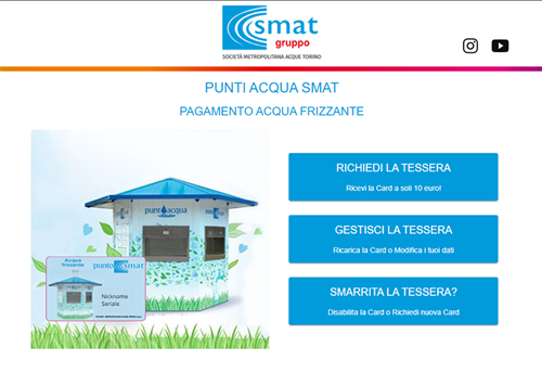 PUNTO ACQUA S.M.A.T. - Nuova tessera personalizzata per acquisto acqua frizzante casetta Smat